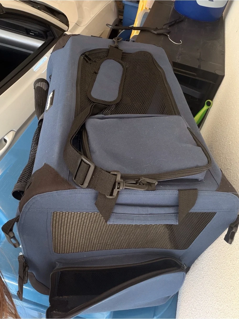 Navy Small Soft-Sided Pet Carrier with Mesh Venting